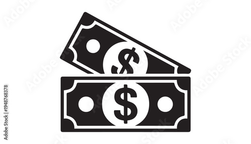 black color money of silhouette vector illustration, solid white background