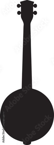 Banjo Musical Instrument Black Fill Vector Illustration On White Background
