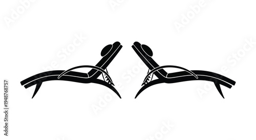 Two modern lounge chairs are depicted in a striking black silhouette high quality professional detailed elegant