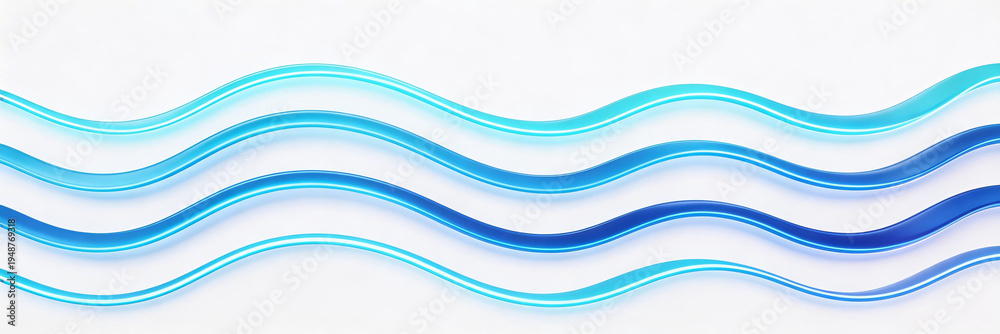 Fototapeta premium Abstract blue wavy lines design with gradient colors, smooth curves, and modern artistic style. Ideal for decorative backgrounds or graphic elements.