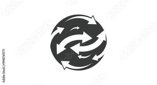 Circular recycling symbol featuring opposing arrows a dynamic and modern design silhouette high quality professional detailed