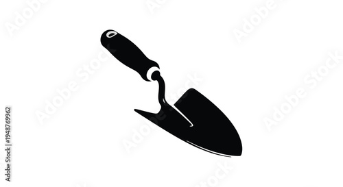 A black silhouette of a gardening trowel on a white background, ready for planting and cultivation