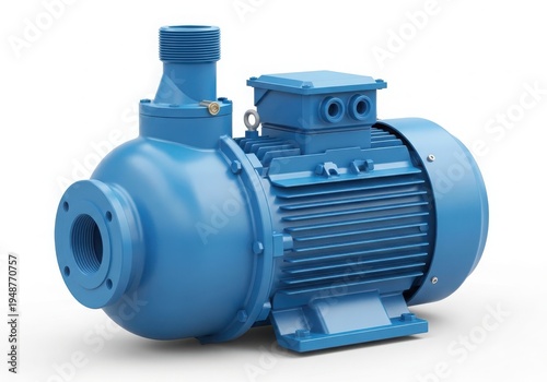 Blue industrial pump on a white background