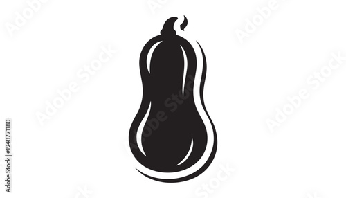 black color Butternut Squash of silhouette vector illustration, solid white background