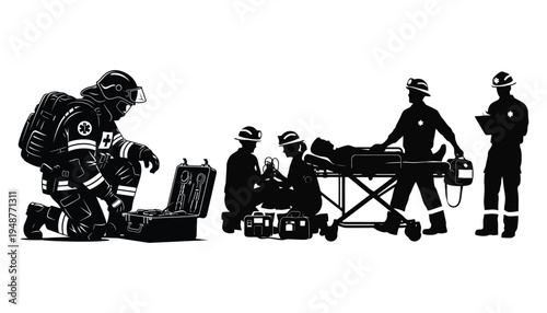 Battlefield Medic Silhouette: Emergency Rescue and Medical Aid in Action