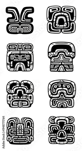 Ancient Stone Glyphs: Mysterious Tribal Symbols and Abstract Faces