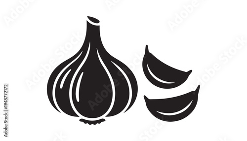 black color Garlic of silhouette vector illustration, solid white background