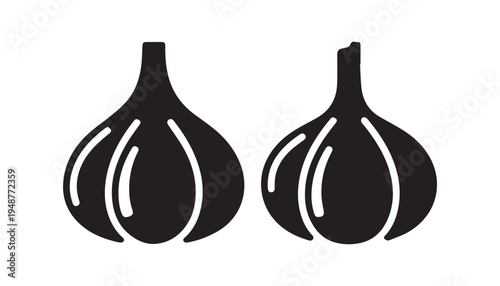 black color Garlic of silhouette vector illustration, solid white background