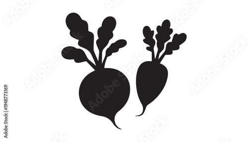 black color Radish set of silhouette vector illustration, solid white background