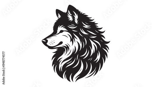 black color wolf head of silhouette vector illustration, solid white background