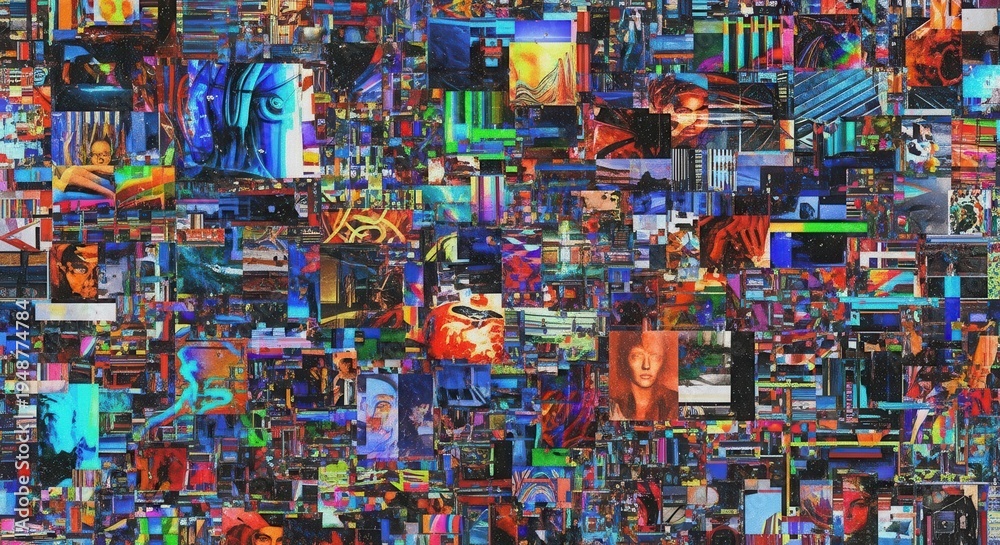 Fototapeta premium Vibrant Mosaic of Digital Art - A Kaleidoscope of Colors and Forms.