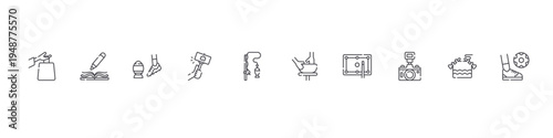 set of 10 thin line free time icons such as shopping bag, writing, american football, selfie, fishing, pottery, billiard, camera, knitting, play. editable stroke vector illustration isolated on