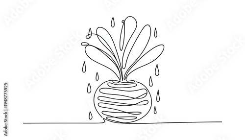 One continuous line illustration of an Radishes vegetable , isolated on white background.