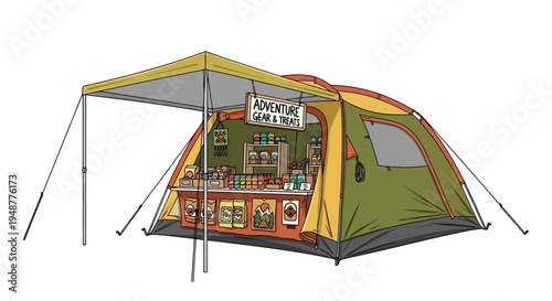 Outdoor Adventure Gear Shop Inside Tent, Camping Store Display