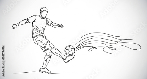Soccer Player Kicking Ball with Dynamic Lines.