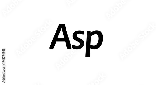Asp Text in Black on White Background.