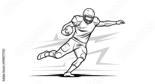 American Football Player Kicking Ball During Game Action.