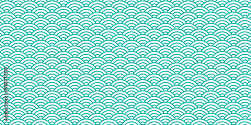 Japanese Seigaiha Wave Pattern Gold Seamless Background