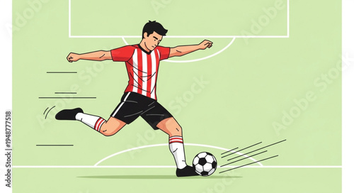 Soccer player kicking ball during a game.