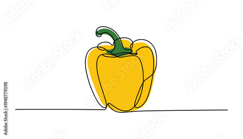 One continuous line illustration of an Capsicums vegetable , isolated on white background.