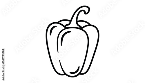 One continuous line illustration of an Capsicums vegetable , isolated on white background.