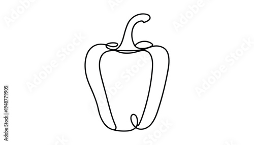 One continuous line illustration of an Capsicums vegetable , isolated on white background.