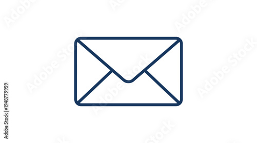 Minimalist envelope icon in black and white, rectangular shape with triangular flap, simple design symbolizing email, messaging, communication, and digital correspondence in modern interfaces.