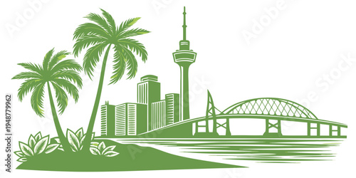 Minimalist Tampa Florida Urban Skyline Silhouette Cityscape Vector