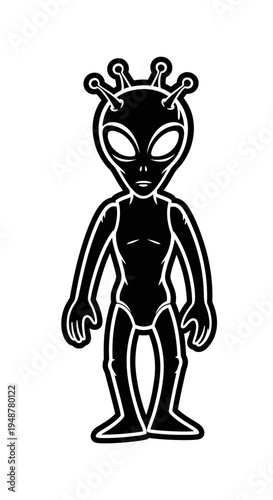 Alien Silhouette Icon, Extraterrestrial Being, UFO Visitor, Space Invader, Sci-Fi Character