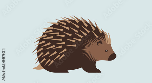 Cute Cartoon Hedgehog Illustration, Stylized Animal with Spikes, Simple Vector Art