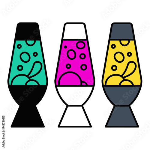Retro Lava Lamps Trio: Vibrant Colors and Groovy Bubbles