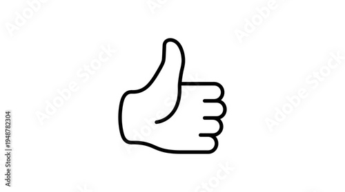 Minimalist blue outline thumbs-up icon on white background, symbolizing approval, agreement, positive response, widely recognized in digital communication and social media engagement.