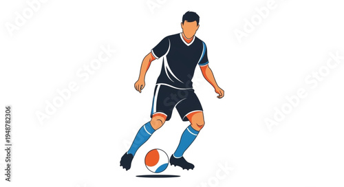 Soccer Player Dribbling Ball During Game.