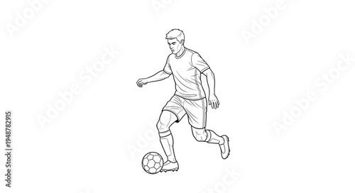 Sketch of a soccer player kicking a ball during a game.