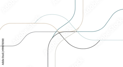 Abstract Intersecting Lines and Curves on White Background.