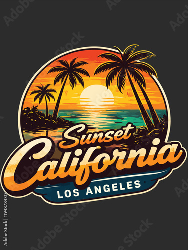 Wallpaper Mural Vector sunset California Los Angeles palm trees illustration isolated on Transparent Background Torontodigital.ca