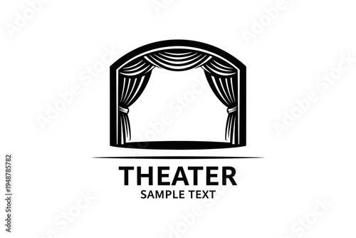 Theater stage with curtains logo template.