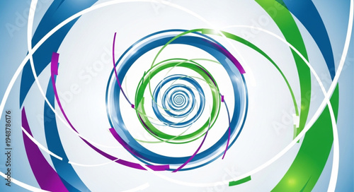 Abstract swirling colorful digital vortex tunnel.