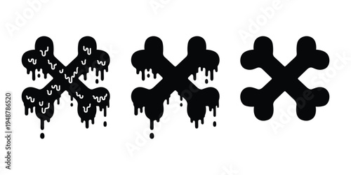 dog bone icon crossbones color sagging flowing splash graffiti vector logo symbol cartoon character pirate halloween illustration clip art isolated