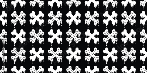 dog bone seamless pattern crossbones color sagging flowing splash graffiti cartoon pirate halloween doodle tile background gift wrapping paper repeat wallpaper illustration