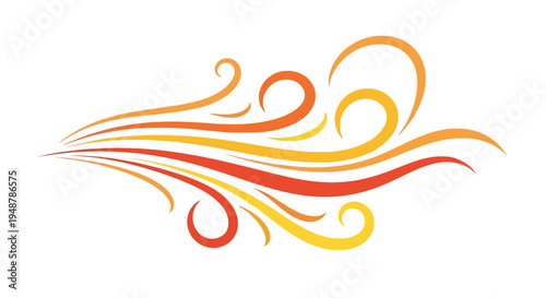 Abstract Swirls of Warm Colors: Orange, Yellow, Red, Representing Wind, Energy, and Movement
