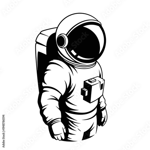 Astronaut illustration, space exploration, futuristic suit, helmet, zero gravity, science fiction