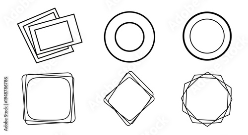 Geometric Shapes, Frames, Borders, Icons, Design Elements, Vector Graphics, Abstract Shapes