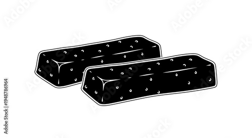 Two Dark Chocolate Bars with Sprinkles, Isolated on White Background, Vector Illustration