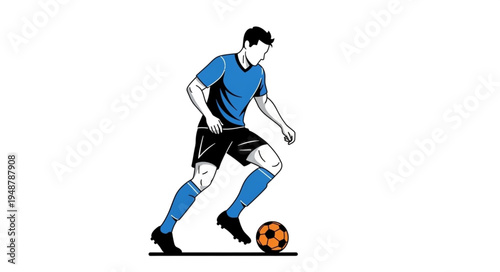 Soccer player dribbling ball during a game.