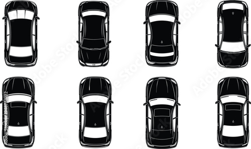 Rose silhouettes with blooms and full stems, vector illustration of floral designs for botanical studies, romantic art, gardening, and decorative design concepts