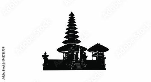 Traditional Balinese Temple Silhouette Architecture.