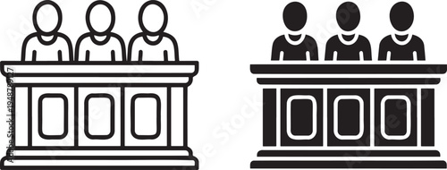 Jury panel silhouette & outline set isolated on transparent background