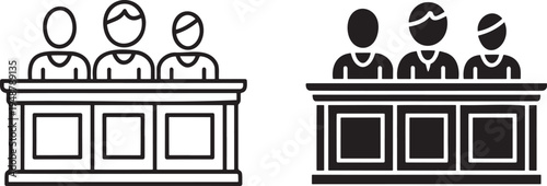 Jury panel silhouette & outline set isolated on transparent background
