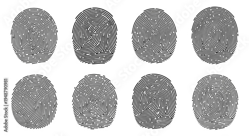 Set of fingerprints, biometric identification, security, abstract pattern, digital identity